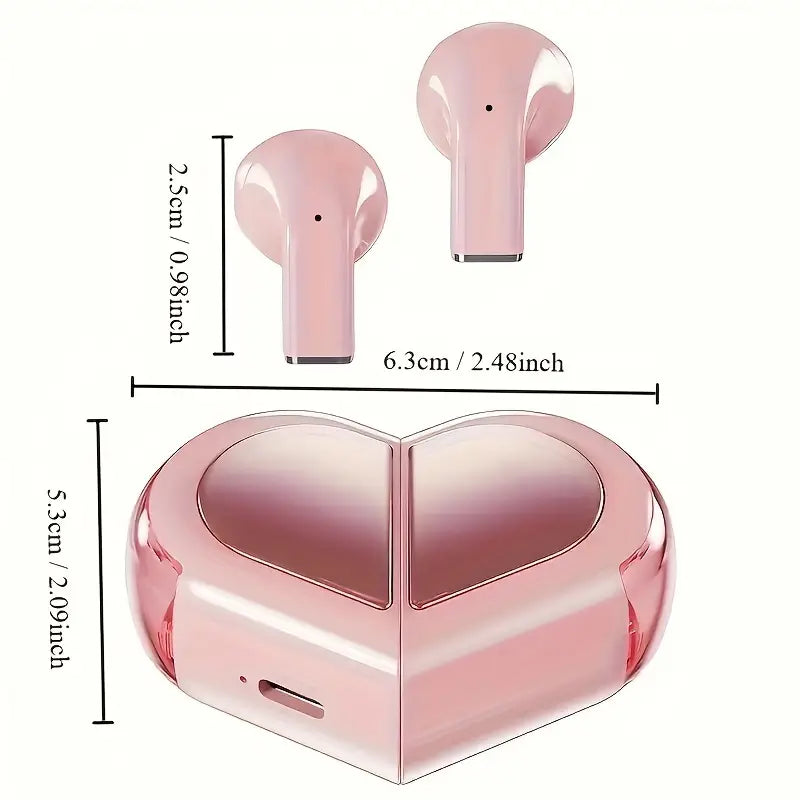 Wireless in-ear headphones with heart-shaped design