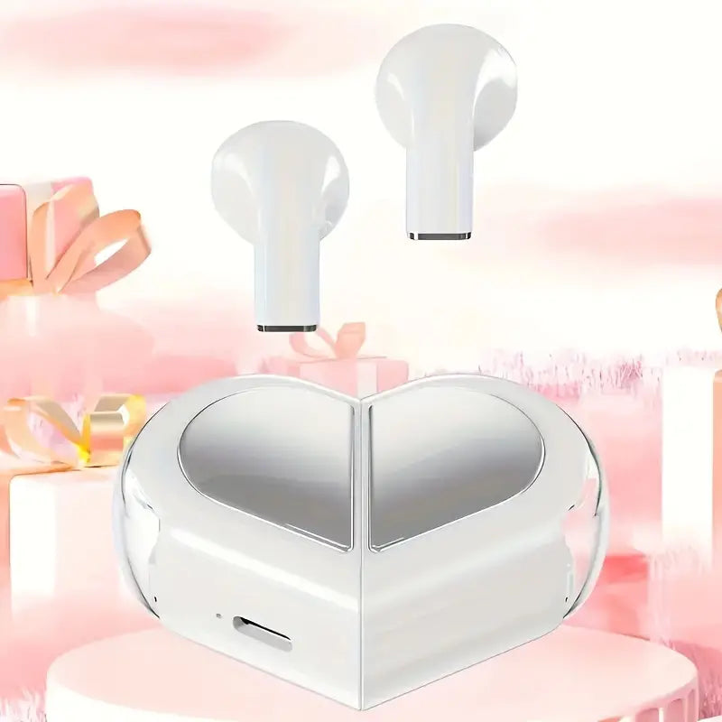 Wireless in-ear headphones with heart-shaped design