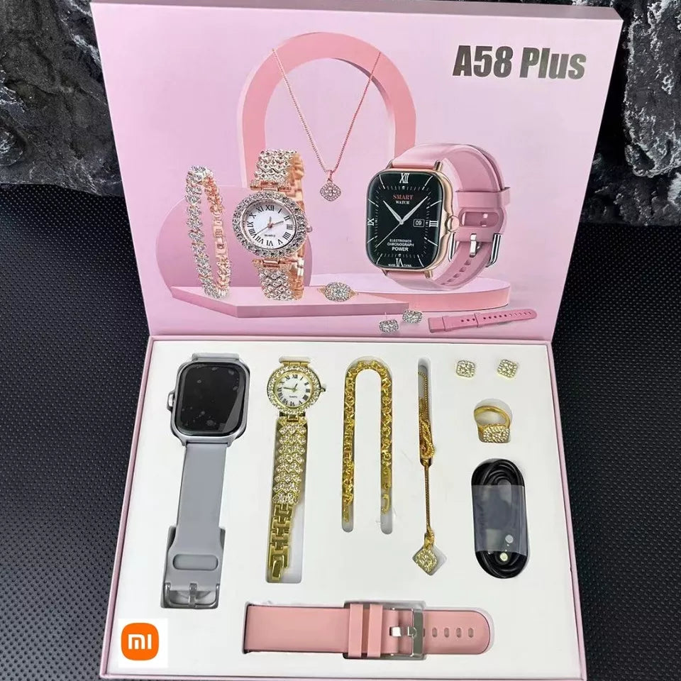 A58 XIAOMI Smart Watch Women’s watch 6 IN 1 With Jewelery set